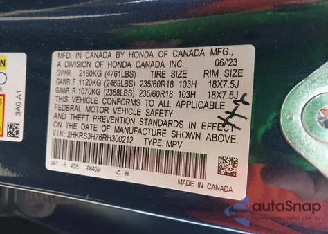 2024 Honda Cr-V Ex-L 2Wd from USA, damaged, VIN 2HKRS3H76RH300212